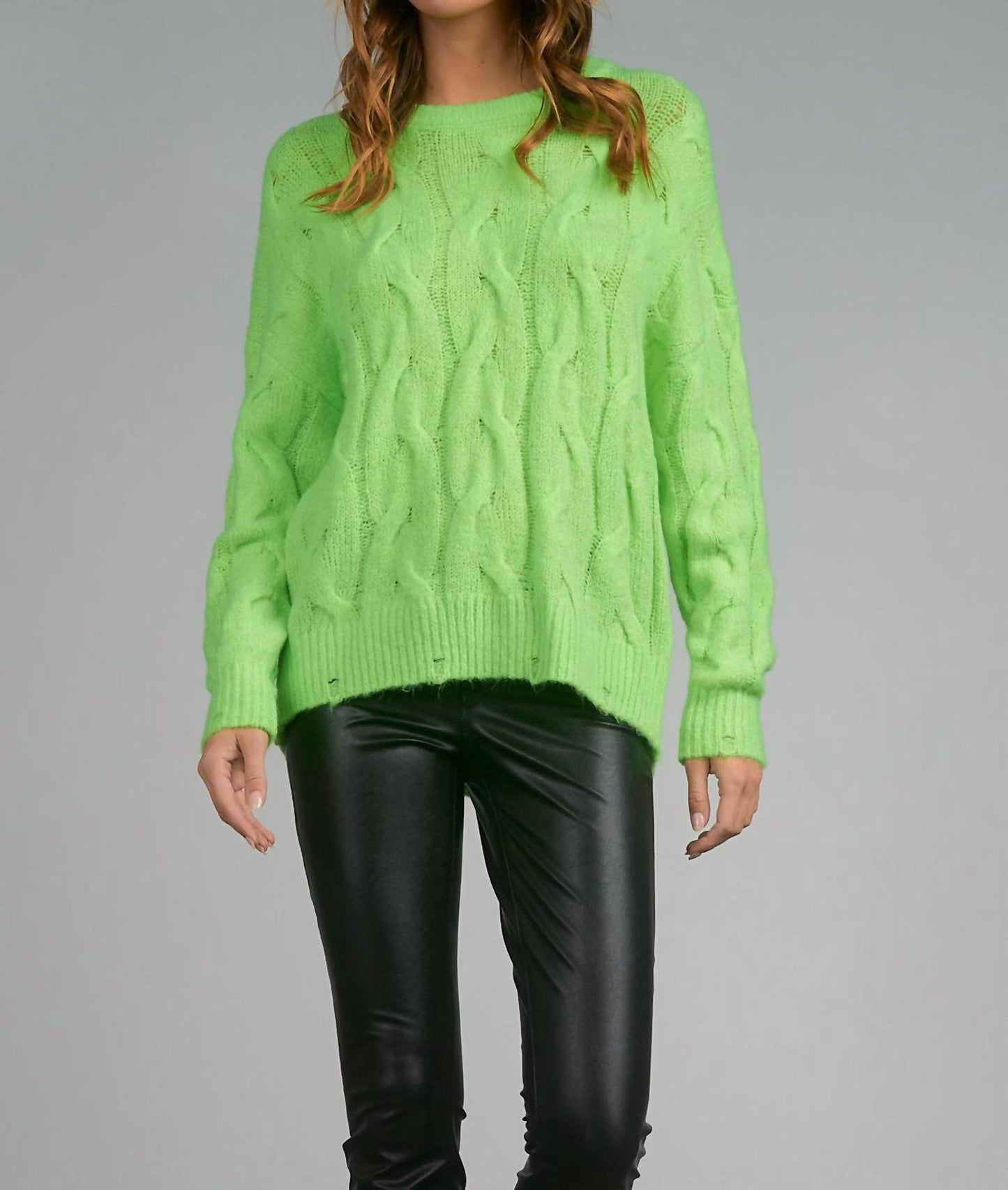 Elan - Crew Neck Cable Sweater