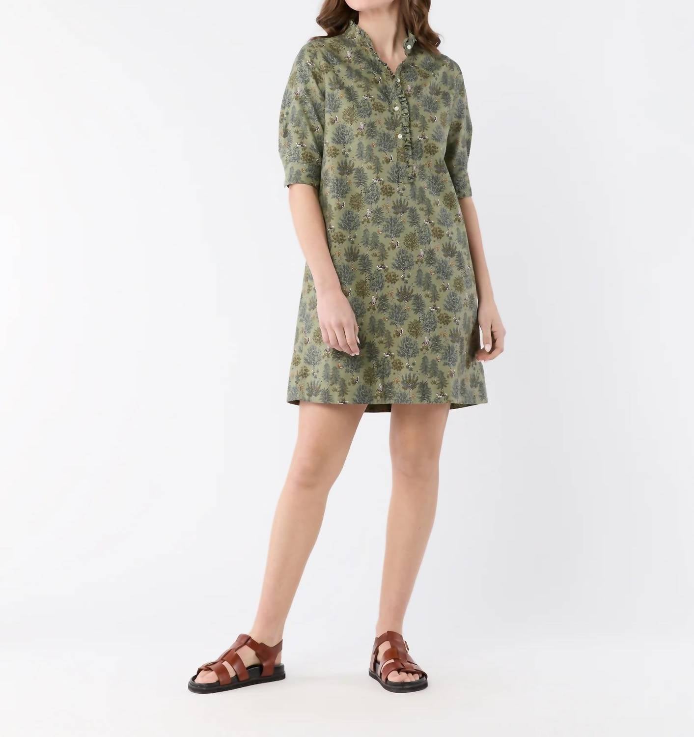 Ann Mashburn - Elbow-Sleeve Frill Dress