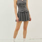 Idem Ditto - Pleated Skirt With Button Down Vest