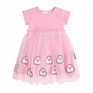 Sweet Wink - Ghost Sequin Halloween Short Sleeve Tutu Dress