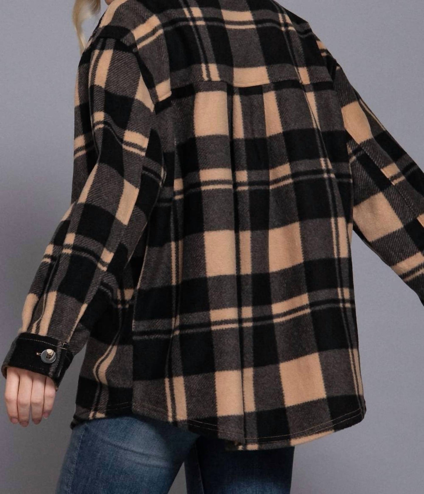 42Pops - Women's Check Printed Fleece Shacket