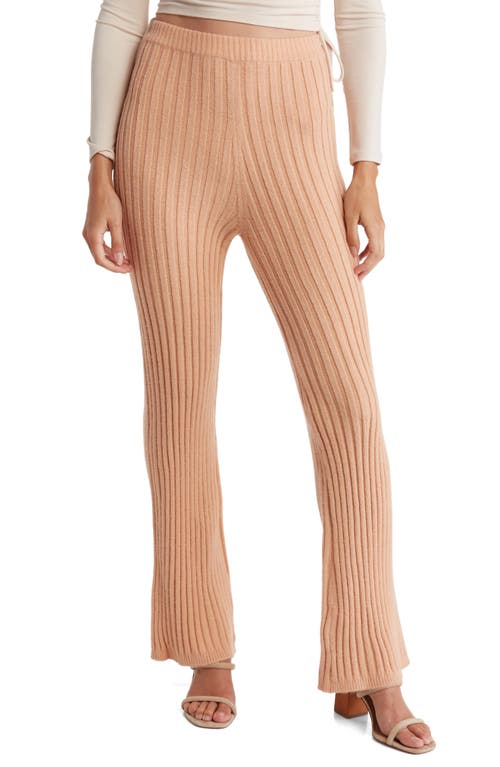 WAYF Sawyer Rib Wide Leg Pants in Peach , Size Large