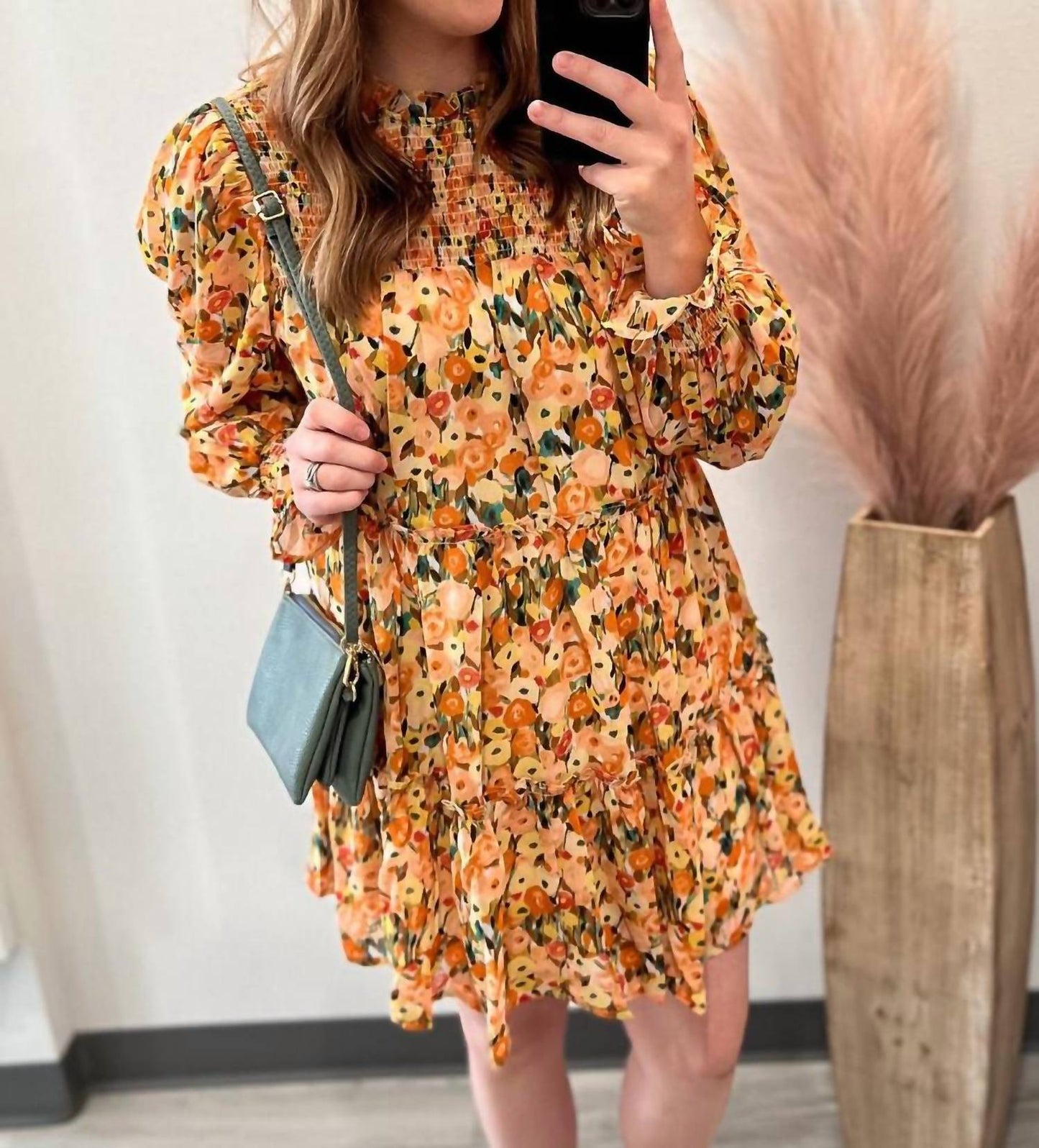 Entro - Floral Tiered Dress With Smocking
