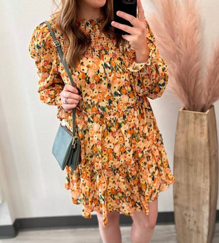 Entro - Floral Tiered Dress With Smocking