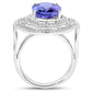 14K White Gold 6.83 Carat Genuine Tanzanite and White Diamond Ring