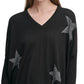 Dkny - Glitter Star Print V-neck Sweater