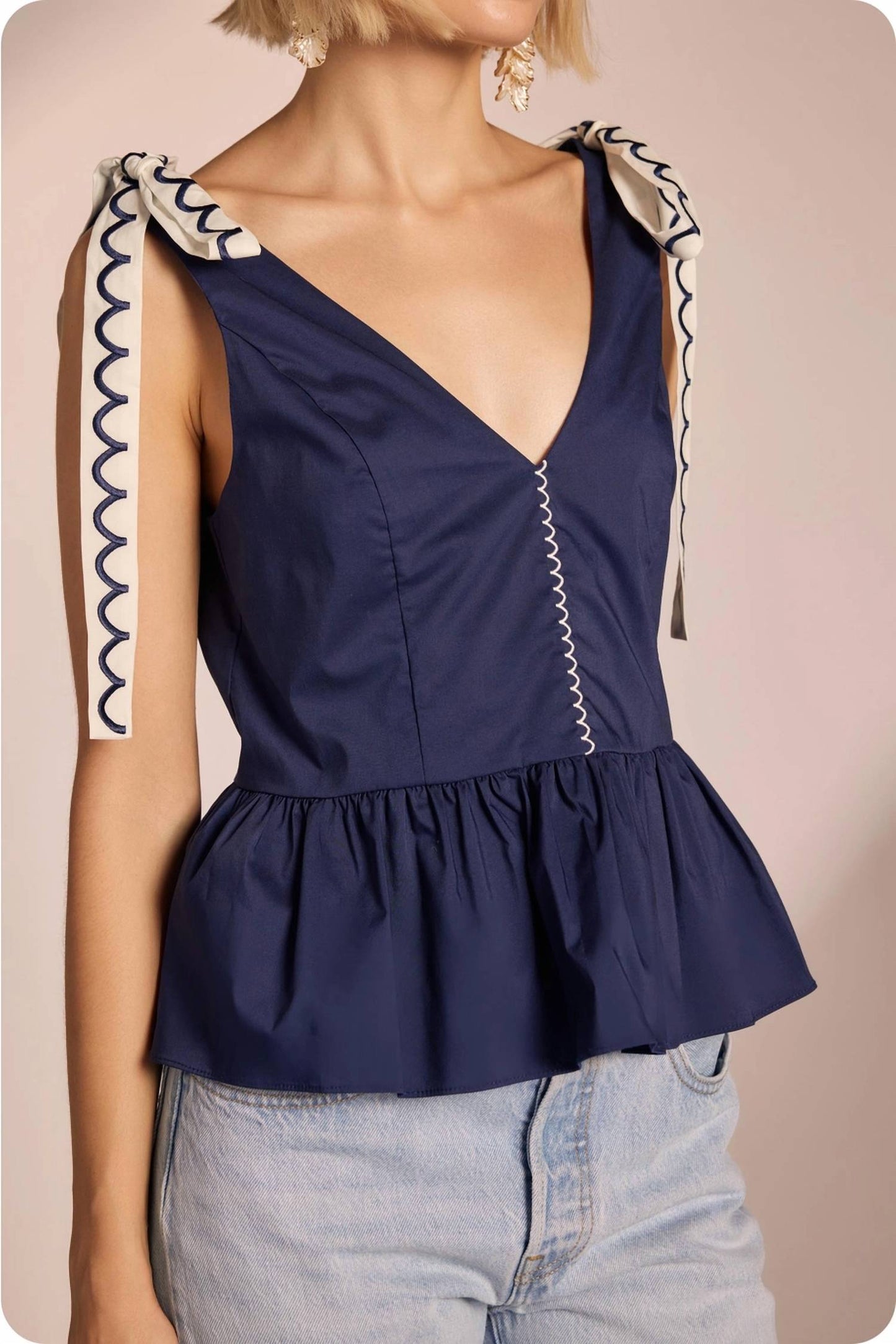 Strut & Bolt - Scallop Embroidery Sleeveless Top