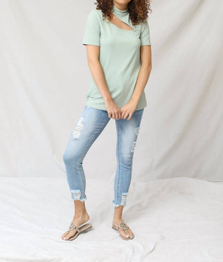 Bibi - Rib Knit Cut Out Top