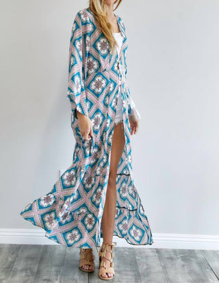 Davi & Dani - Printed Long Sleeve Loose Kimono