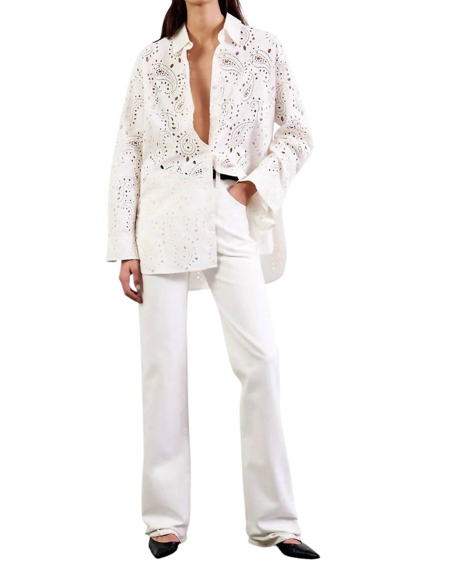 Nili Lotan - MAEL EMBROIDERED POPLIN SHIRT