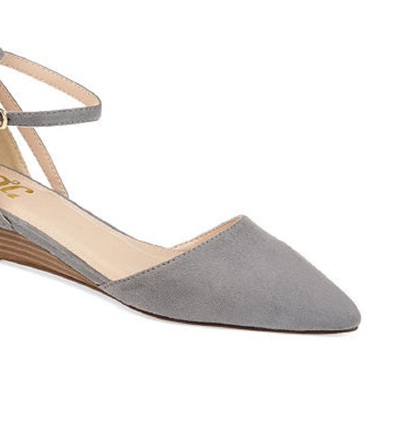 Journee Collection Women's Arkie Sliver Wedges Shoes Gray Size 7.5M