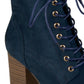 Journee Collection Women's Baylor Lace up Booties Blue Size 6