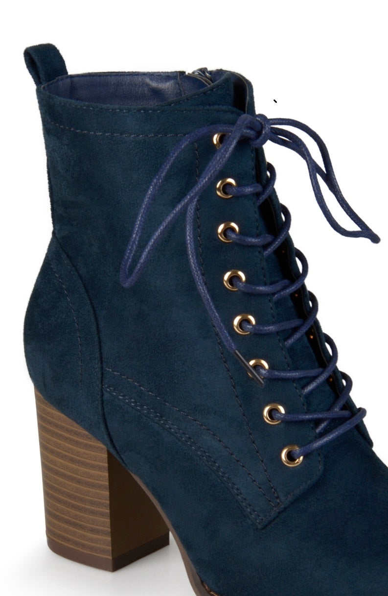 Journee Collection Women's Baylor Lace Up Booties Blue Size 8.5 M