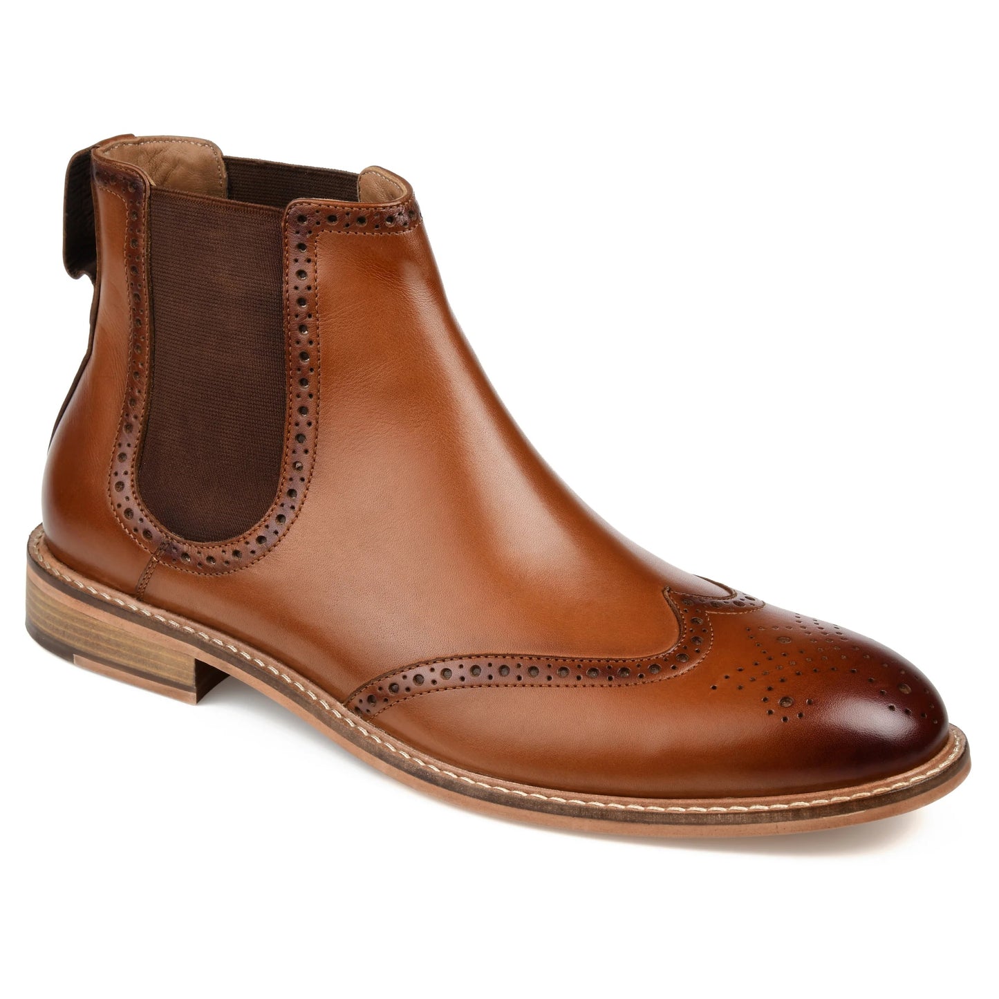Thomas & Vine Men's Watson Wingtip Chelsea Boot Brown Size 10 M