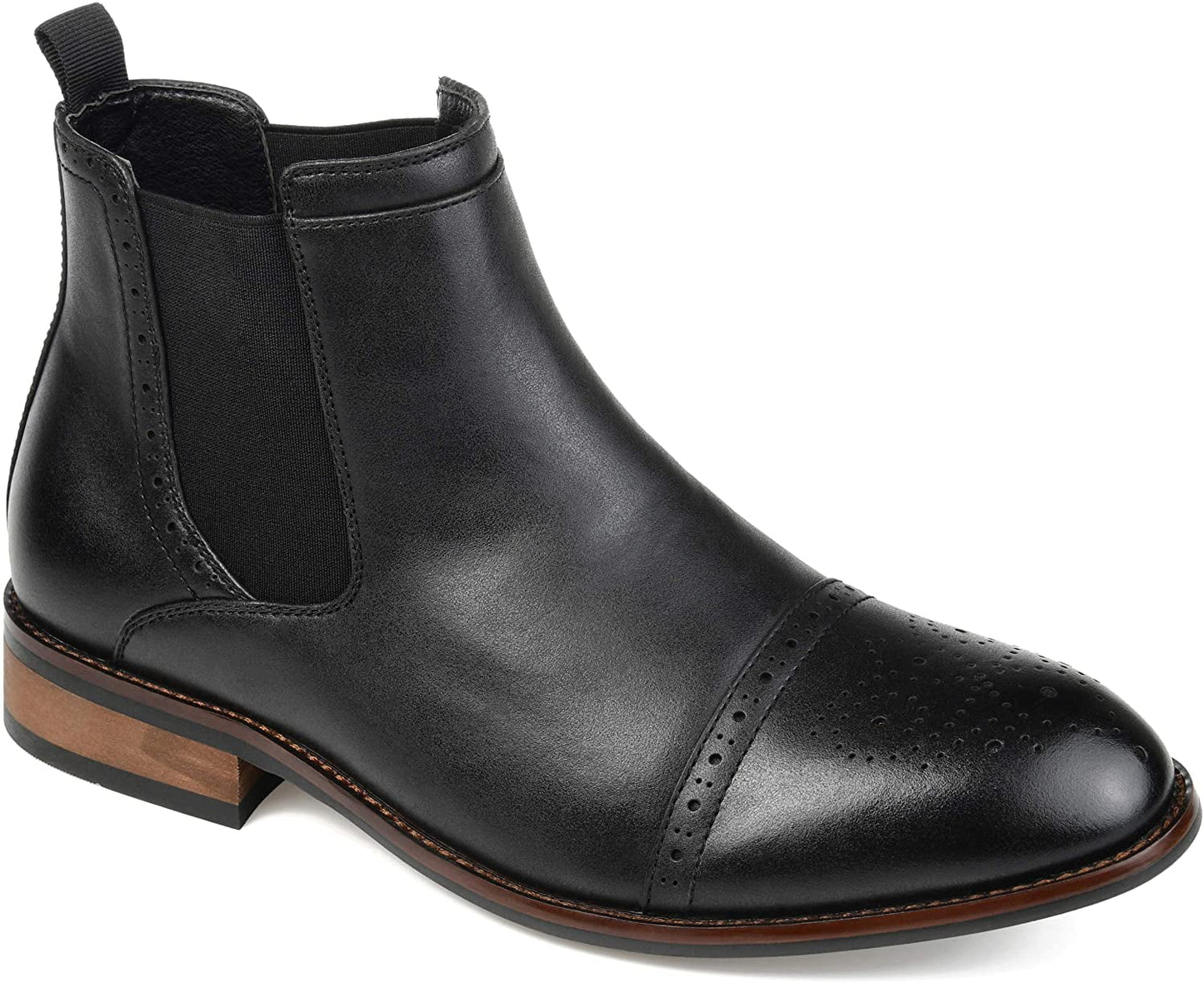 Vance Co. Men's Cap Toe Chelsea Boot Shoes Black Size 9 M