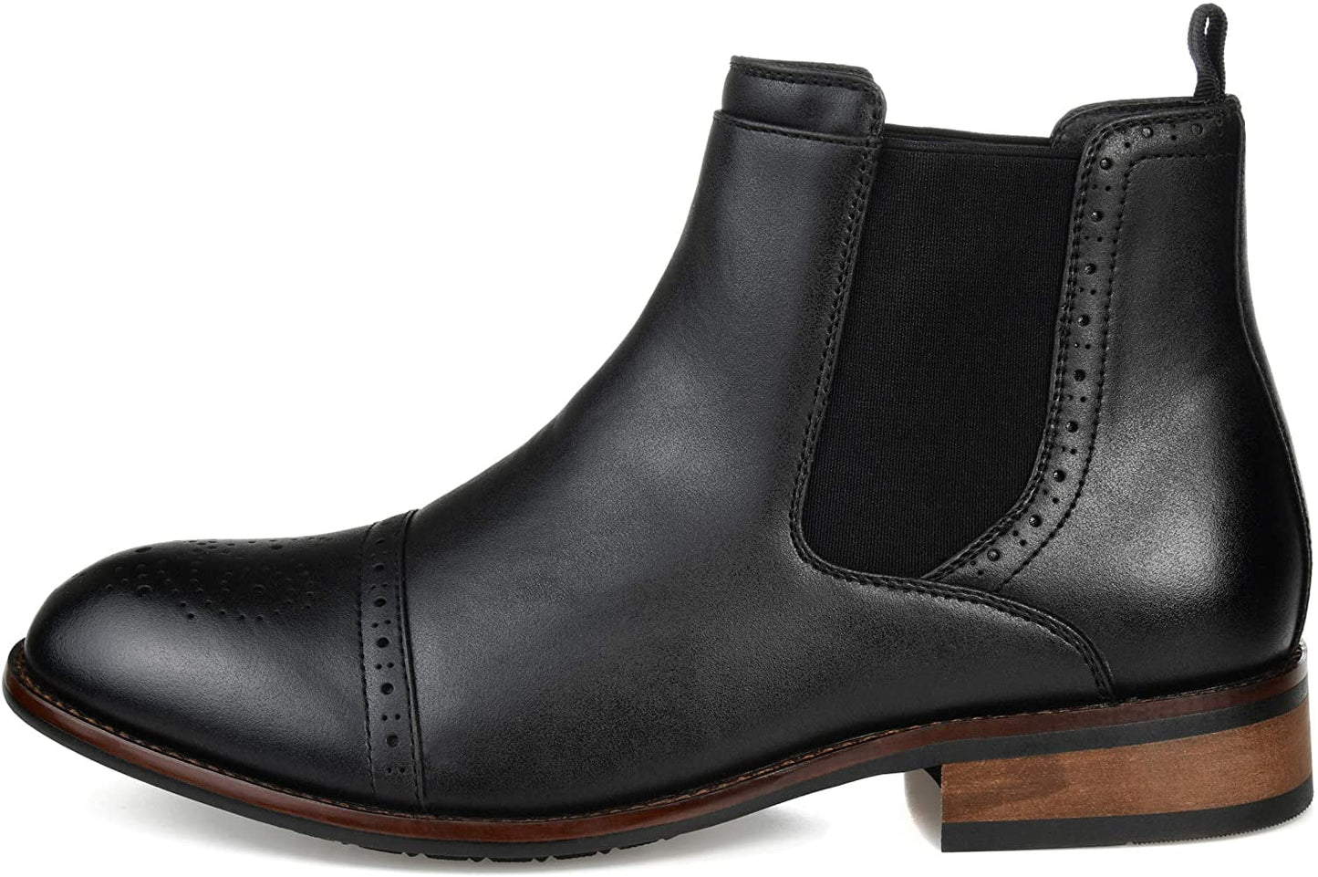Vance Co. Men's Cap Toe Chelsea Boot Shoes Black Size 9 M