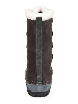 Journee Collection Women's Two Toned Insulated Waterproof Round Toe Lace Up Snow Boots Gray Size 10 M