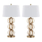 Linx 29" Contemporary Metal Table Lamp in Gold Metal and White Linen Shade - Set of 2