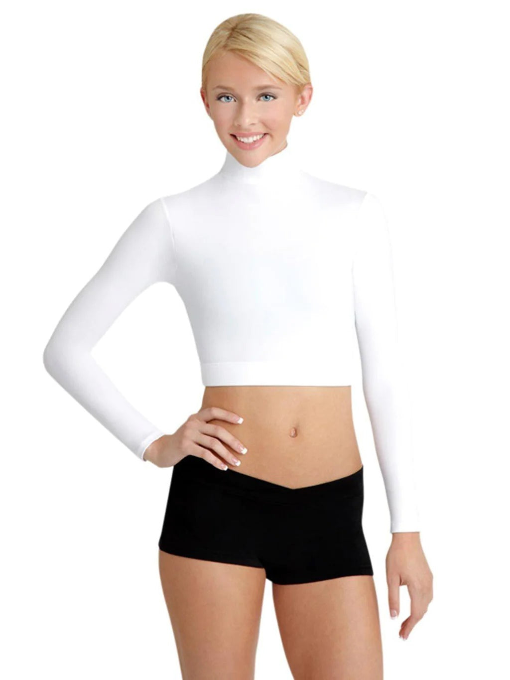 Capezio Women's Turtleneck Long Sleeve Top White Size Medium