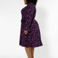 Leota Women's Rosalia Butterfly Long Sleeve Faux Wrap Dress Purple