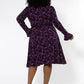 Leota Women's Rosalia Butterfly Long Sleeve Faux Wrap Dress Purple