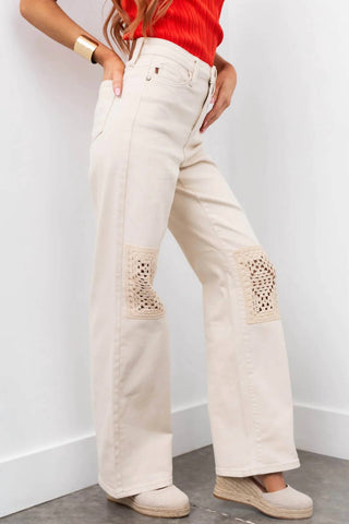 Judy Blue - Crochet Knee Straight Leg Jeans