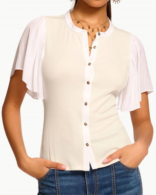 Ramy Brook - Colette Ribbed Combo Short Sleeve Top