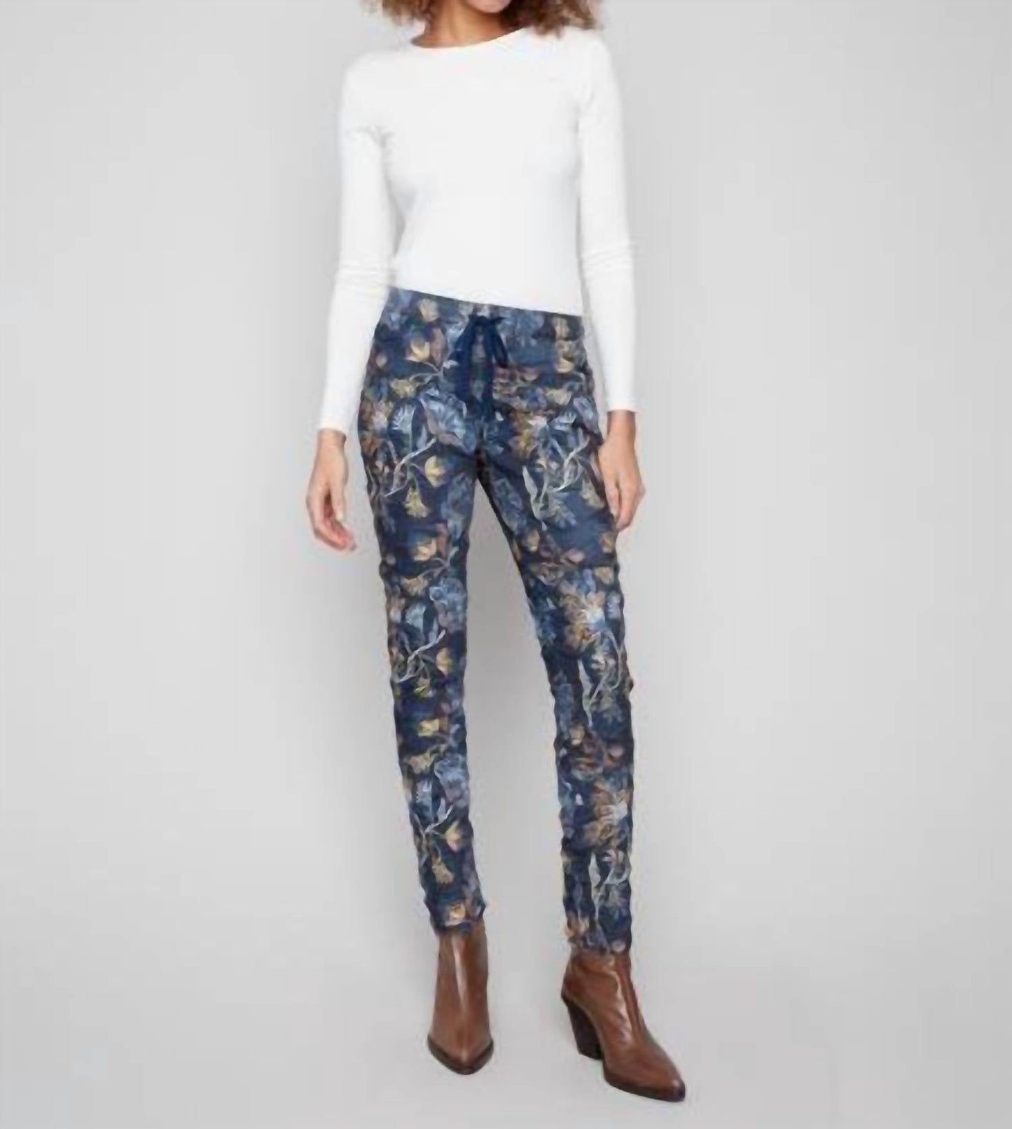 Charlie B - Printed Crinkle Suede Pull-on Jogger Pants