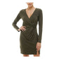 TRIXXI Women's Green Long Sleeve Faux Wrap Dress