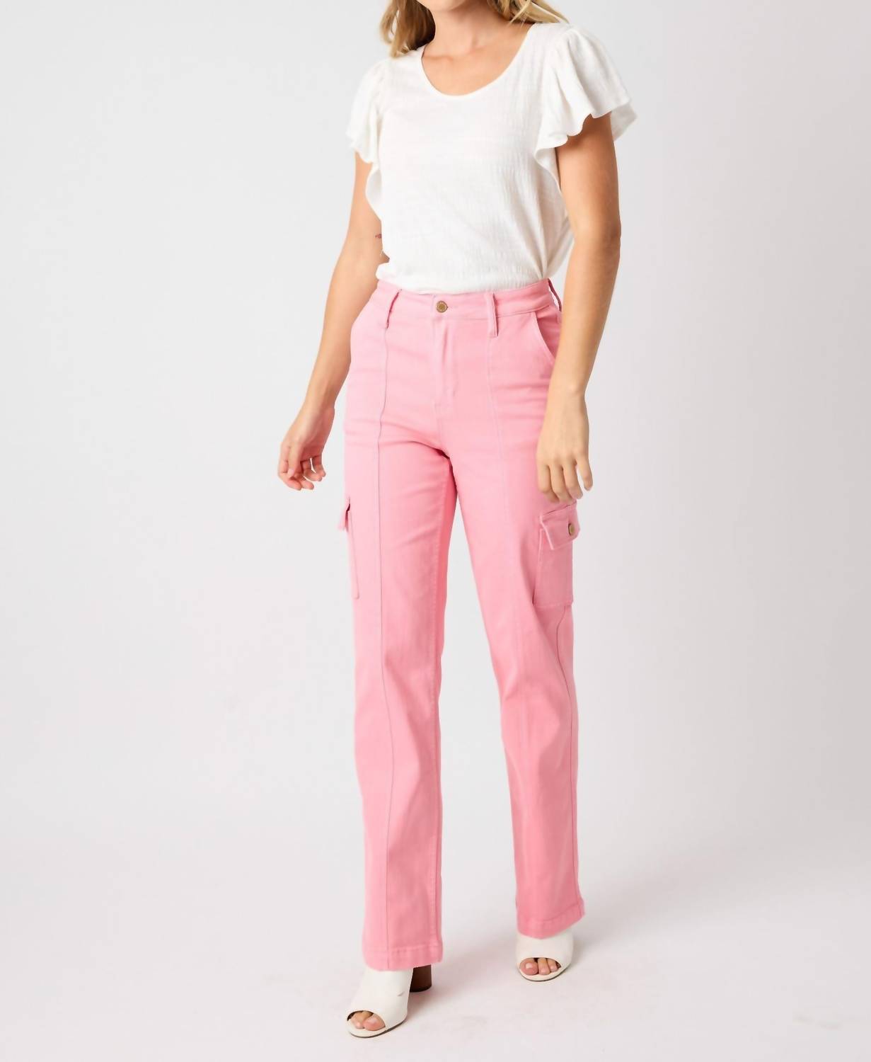Judy Blue - High Waist Garment Dyed Straight Cargo Pants