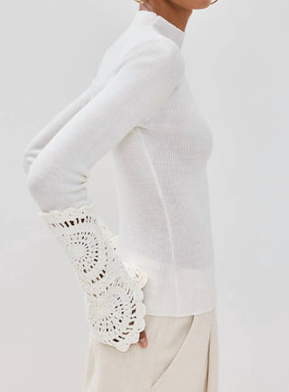 Aje. - Mosaic Crochet Detail Knit Top