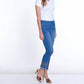 Slimsation By Multiples - Pull-on Solid Denim Ankle Jean With Embroidered Hem