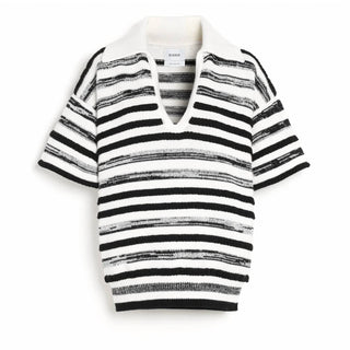Barrie - Striped Cashmere And Cotton Polo Top
