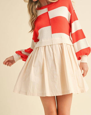&Merci - Striped Sweater Twofer Dress