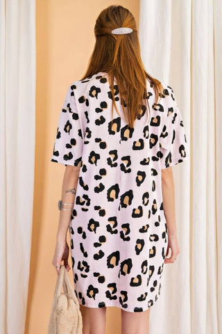 Easel - Leopard Oversize Knit Tee Dress