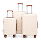 3-Piece ABS Spinner Wheel Luggage Set 20"/24"/28" Beige