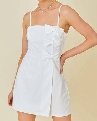 Main Strip - Bow Tie Solid Dress Romper