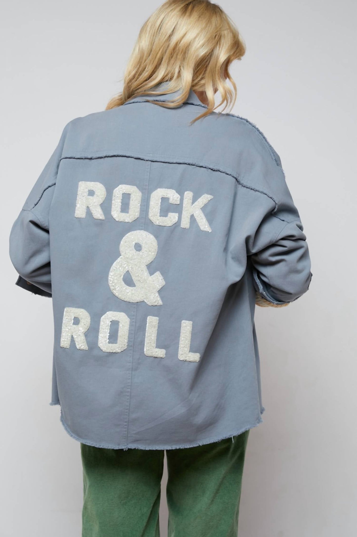 Davi & Dani - Sequin Long Sleeve Button Down Jacket