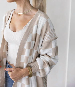 Anniewear - Shaina Checkered Open Cardigan
