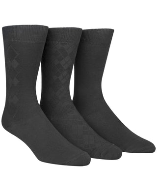 Calvin Klein Men's 3 Pack Rayon Dress Socks Black Size -7-12