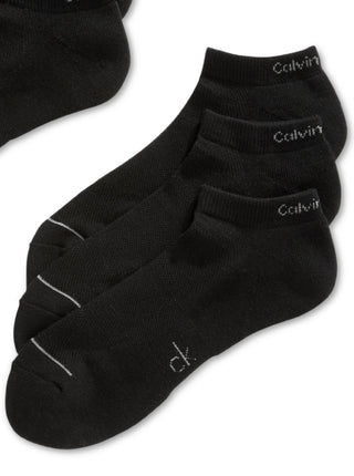 Calvin Klein Men's Six Pack Athletic Stripe Ankle Socks Black Size 7-12