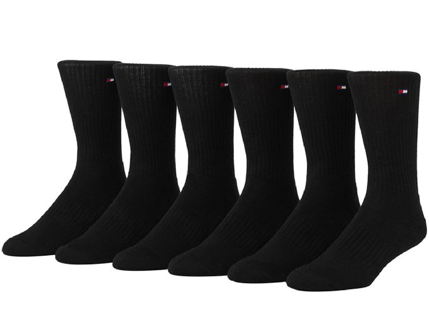Tommy Hilfiger Men's 6 Pack Cushion Sole Sports Crew Socks Black Size 7-12