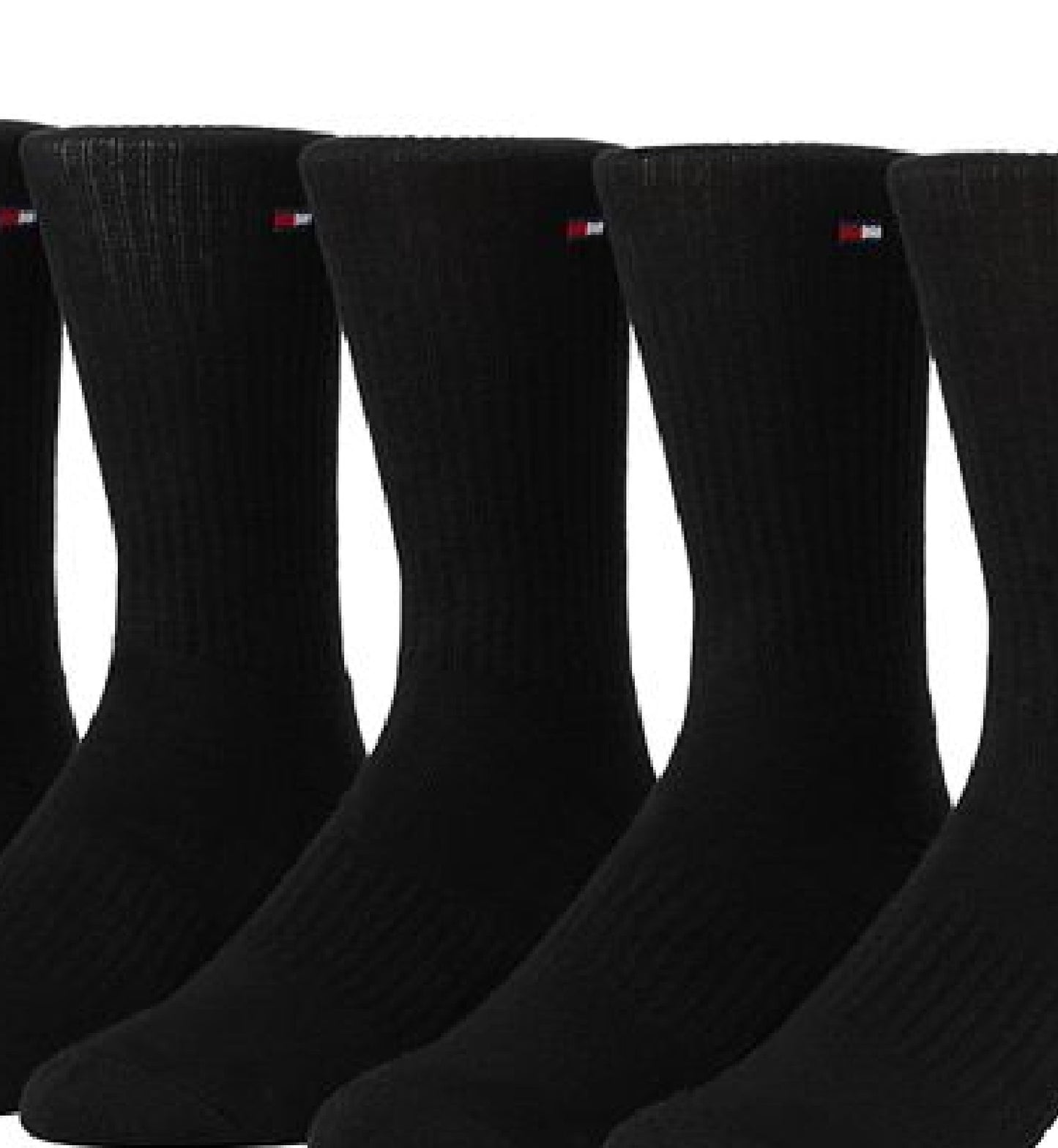 Tommy Hilfiger Men's 6 Pack Cushion Sole Sports Crew Socks Black Size 7-12