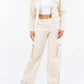 American Bazi - Cropped Lace-up Jacket With Button Front