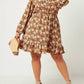 Hayden La - Floral Print Smocked Waist Button Detail Dress