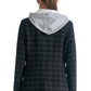 Elan - Eliza Metallic Plaid Blazer with Hoodie