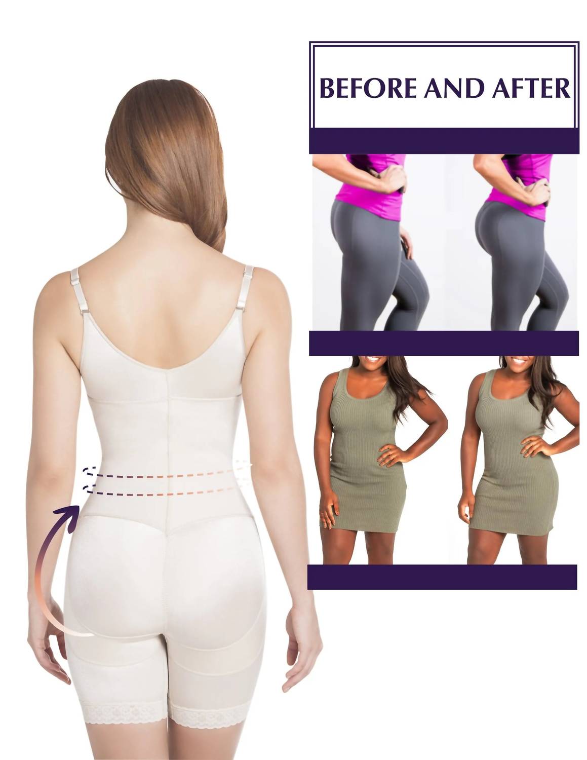 Siluets - Women's Thermal Latex Shaper Mid-thigh Style Without Zipper