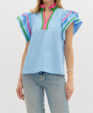 Entro - Flutter Sleeve v-neck top