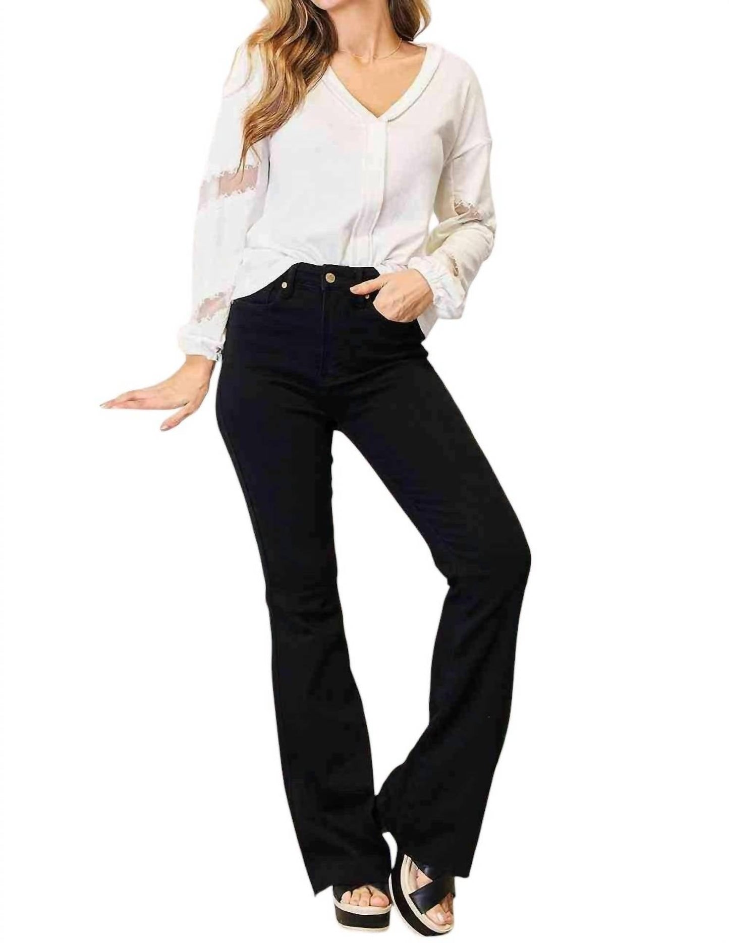 Double Take - Elegant Lace V-Neck Blouse