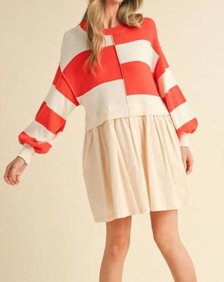 &Merci - Striped Sweater Twofer Dress